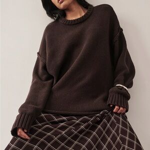 DISSH sweater - Roy Choc Oversized Longline Knit Jumper in chocolate brown